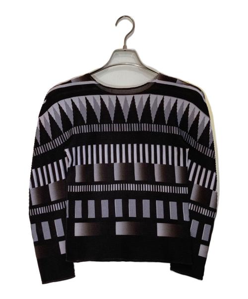 me ISSEY MIYAKE（ミーイッセイ ミヤケ）me ISSEY MIYAKE (ミーイッセイ ミヤケ) プリントプリーツブラウス ブラウン サイズ:-の古着・服飾アイテム