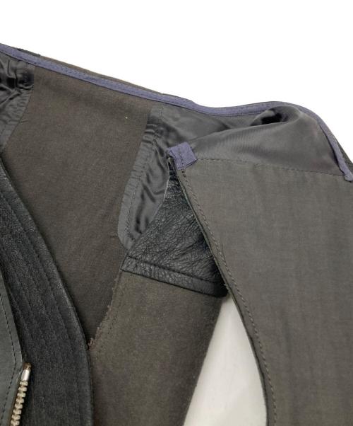 RICK OWENS（リックオウエンス）RICK OWENS (リックオウエンス) 切替レザーベスト グレー×ブラウン サイズ:XSの古着・服飾アイテム