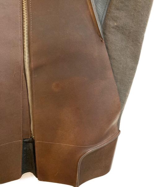 RICK OWENS（リックオウエンス）RICK OWENS (リックオウエンス) 切替レザーベスト グレー×ブラウン サイズ:XSの古着・服飾アイテム