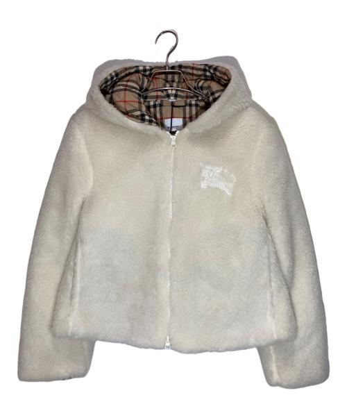 BURBERRY（バーバリー）BURBERRY (バーバリー) AUSTREL ロゴ刺繍 ボアジャケット アイボリー サイズ:UK2の古着・服飾アイテム