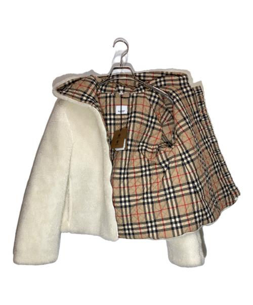 BURBERRY（バーバリー）BURBERRY (バーバリー) AUSTREL ロゴ刺繍 ボアジャケット アイボリー サイズ:UK2の古着・服飾アイテム
