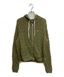 POLO RALPH LAUREN（ポロ・ラルフローレン）の古着「コットンケーブルニットパーカー」｜オリーブ