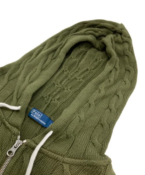 POLO RALPH LAUREN（ポロ・ラルフローレン）POLO RALPH LAUREN (ポロ・ラルフローレン) コットンケーブルニットパーカー オリーブ サイズ:Lの古着・服飾アイテム