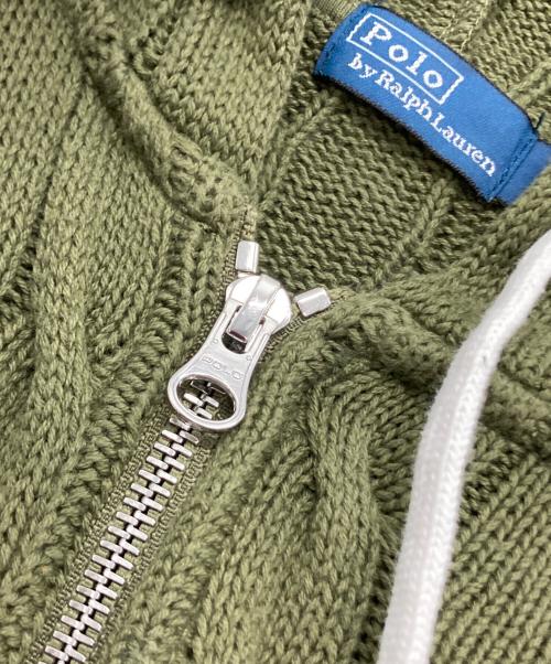 POLO RALPH LAUREN（ポロ・ラルフローレン）POLO RALPH LAUREN (ポロ・ラルフローレン) コットンケーブルニットパーカー オリーブ サイズ:Lの古着・服飾アイテム