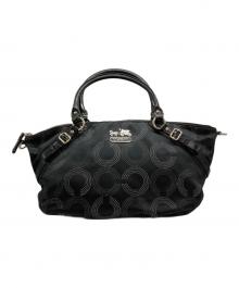 COACH（コーチ）の古着「Cロゴ総柄ナイロン レザー ハンドバッグ」｜ブラック