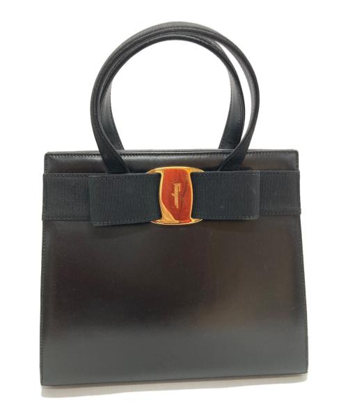 Salvatore Ferragamo（サルヴァトーレ フェラガモ）Salvatore Ferragamo (サルヴァトーレ フェラガモ) ヴァラリボン 2way ハンドバッグ ブラックの古着・服飾アイテム