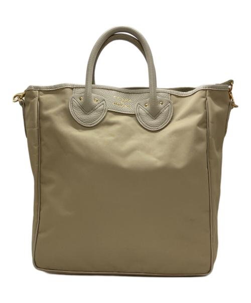 YOUNG & OLSEN The DRYGOODS STORE（ヤングアンドオルセン ザ ドライグッズストア）YOUNG & OLSEN The DRYGOODS STORE (ヤングアンドオルセン ザ ドライグッズストア) green label relaxing (グリーンレーベルリラクシング) ナイロンレザートートバッグ ベージュの古着・服飾アイテム
