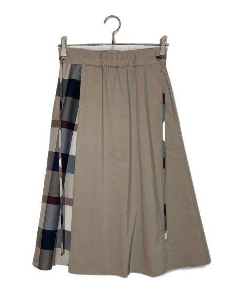BLUE LABEL CRESTBRIDGE（ブルーレーベルクレストブリッジ）BLUE LABEL CRESTBRIDGE (ブルーレーベルクレストブリッジ) パーシャルチェックスカート ベージュ サイズ:38の古着・服飾アイテム