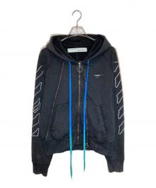 OFFWHITE（オフホワイト）の古着「バックアローエンブロイダリージップパーカー」｜ブラック