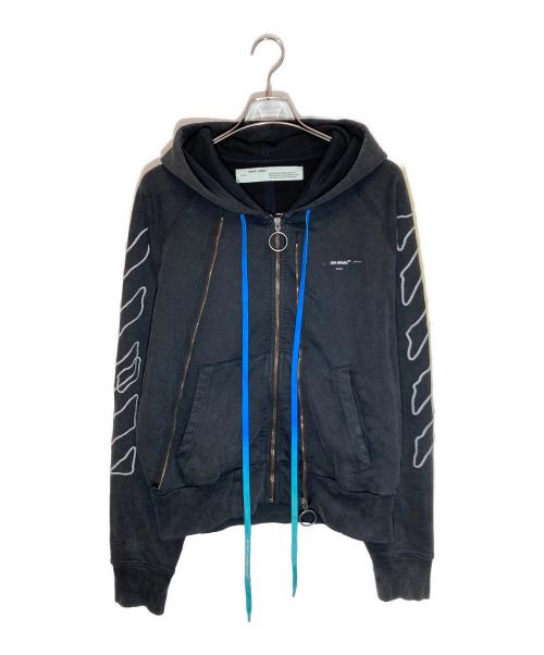 OFFWHITE（オフホワイト）OFFWHITE (オフホワイト) バックアローエンブロイダリージップパーカー ブラック サイズ:XSの古着・服飾アイテム