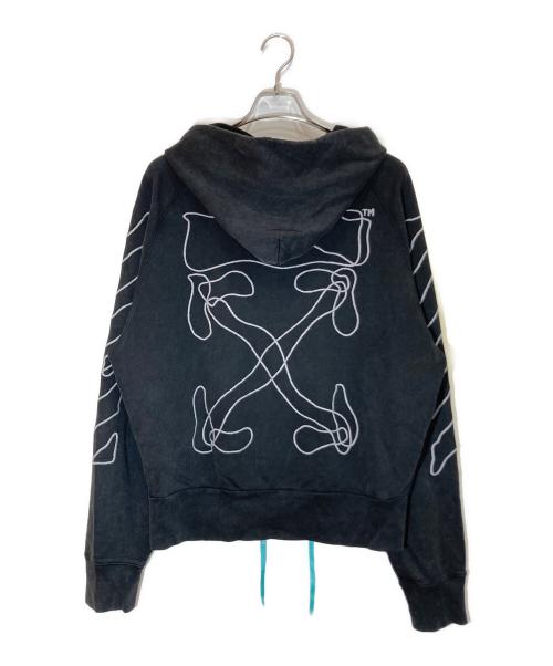 OFFWHITE（オフホワイト）OFFWHITE (オフホワイト) バックアローエンブロイダリージップパーカー ブラック サイズ:XSの古着・服飾アイテム