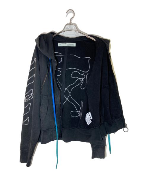OFFWHITE（オフホワイト）OFFWHITE (オフホワイト) バックアローエンブロイダリージップパーカー ブラック サイズ:XSの古着・服飾アイテム