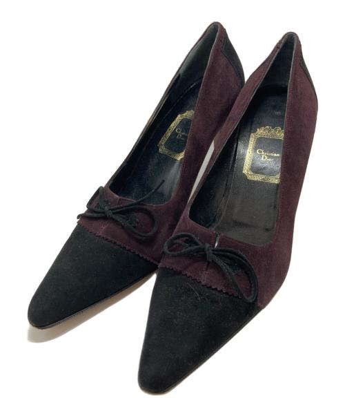 Christian Dior（クリスチャン ディオール）Christian Dior (クリスチャン ディオール) スウェードヒールパンプス パープル×ブラック サイズ:38の古着・服飾アイテム