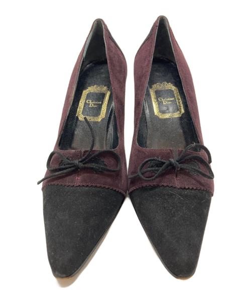 Christian Dior（クリスチャン ディオール）Christian Dior (クリスチャン ディオール) スウェードヒールパンプス パープル×ブラック サイズ:38の古着・服飾アイテム
