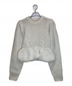 CLANEクラネ）の古着「PEPLUM HAND KNIT TOPS」｜ホワイト