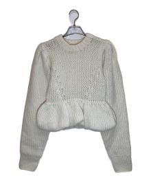 CLANE（クラネ）の古着「PEPLUM HAND KNIT TOPS」｜ホワイト