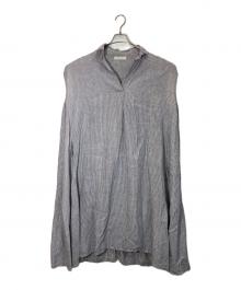fog linen work（フォグリネンワーク）の古着「リネンストライプワンピース」｜グレー