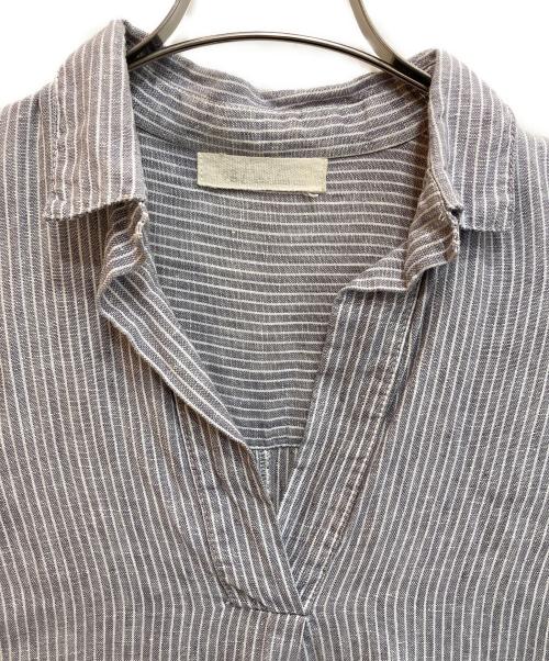 fog linen work（フォグリネンワーク）fog linen work (フォグリネンワーク) リネンストライプワンピース グレー サイズ:-の古着・服飾アイテム