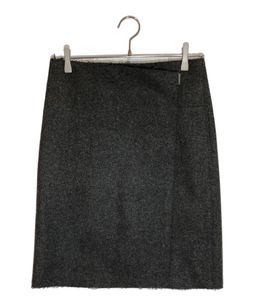 CELINE（セリーヌ）CELINE (セリーヌ) ウール 裁断加工 ラップスカート グレー サイズ:36の古着・服飾アイテム