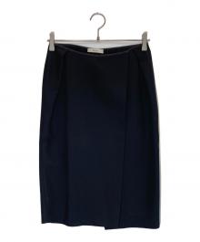 CELINE（セリーヌ）の古着「フロントタックラップスカート」｜ブラック