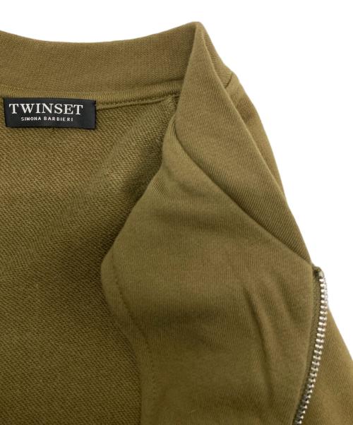 TWIN-SET（ツインセット）TWIN-SET (ツインセット) 刺繍スウェットブルゾン カーキ サイズ:XSの古着・服飾アイテム