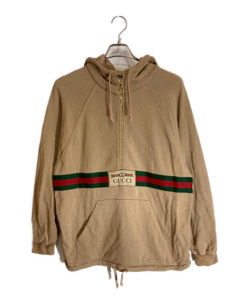 GUCCI（グッチ）GUCCI (グッチ) ウェブ＆GUCCIラベル スウェットシャツ ベージュ サイズ:XSの古着・服飾アイテム