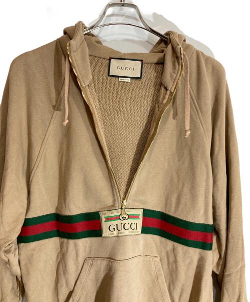 GUCCI（グッチ）GUCCI (グッチ) ウェブ＆GUCCIラベル スウェットシャツ ベージュ サイズ:XSの古着・服飾アイテム