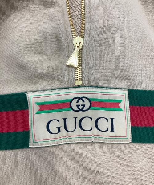 GUCCI（グッチ）GUCCI (グッチ) ウェブ＆GUCCIラベル スウェットシャツ ベージュ サイズ:XSの古着・服飾アイテム