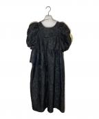 ANDRESDアンドレスド）の古着「bubble sleeve jacquard dress」｜ブラック