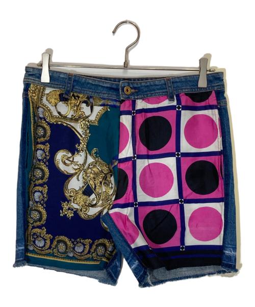 D&G（ディーアンドジー）D&G (ディーアンドジー) スカーフ柄デニムハーフパンツ マルチカラー サイズ:40の古着・服飾アイテム