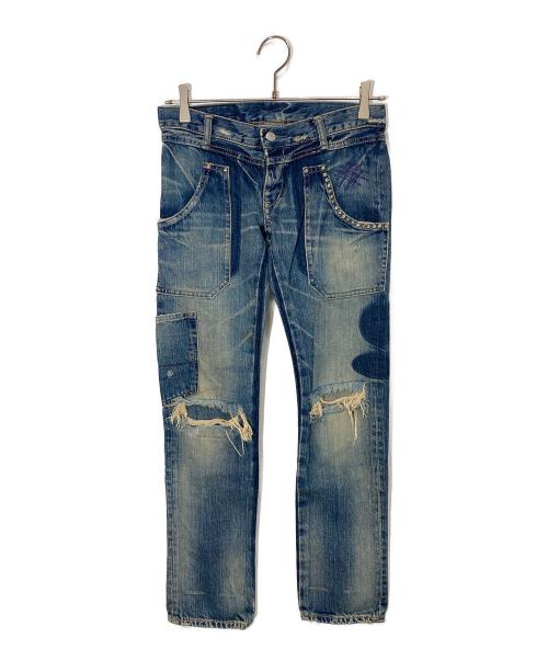 Hysteric Glamour（ヒステリックグラマー）Hysteric Glamour (ヒステリックグラマー) スタッズダメージデニムパンツ ブルー サイズ:XXSの古着・服飾アイテム