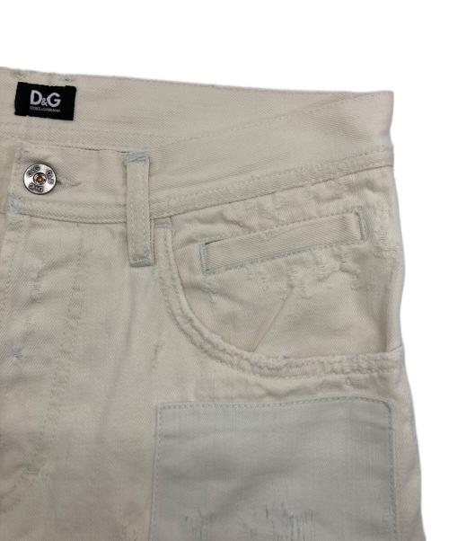 D&G（ディーアンドジー）D&G (ディーアンドジー) リペアダメージデニムハーフパンツ ベージュ サイズ:30の古着・服飾アイテム