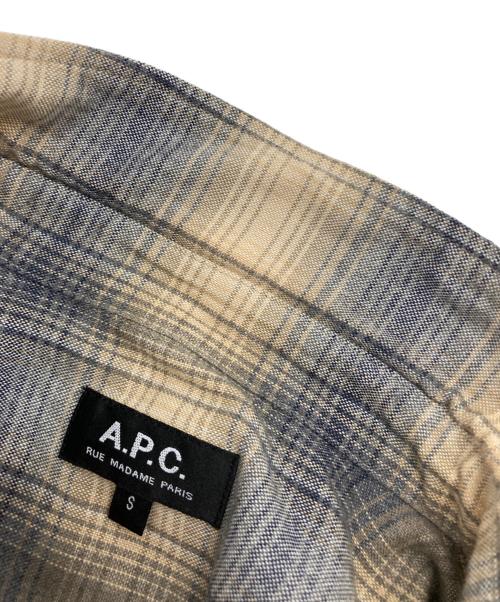 A.P.C.（アーペーセー）A.P.C. (アーペーセー) オンブレチェックシャツ ベージュ×グレー サイズ:Sの古着・服飾アイテム