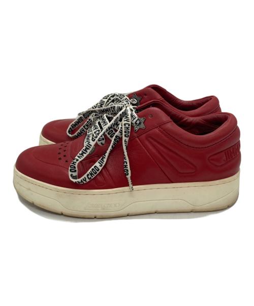 JIMMY CHOO（ジミーチュウ）JIMMY CHOO (ジミーチュウ) レザーローカットスニーカー レッド サイズ:SIZE 36の古着・服飾アイテム