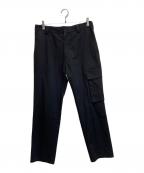 Yohji Yamamoto pour hommeヨウジヤマモト プールオム）の古着「リネン混ミリタリーカーゴパンツ」｜ブラック
