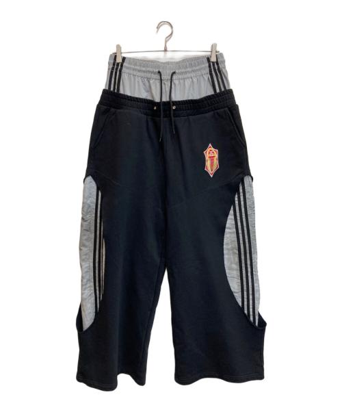 Fourth3ex（フォースセックス）Fourth3ex (フォースセックス) フェイクレイヤード ワイド スウェットパンツ ブラック サイズ:34の古着・服飾アイテム