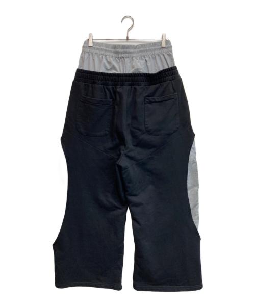 Fourth3ex（フォースセックス）Fourth3ex (フォースセックス) フェイクレイヤード ワイド スウェットパンツ ブラック サイズ:34の古着・服飾アイテム
