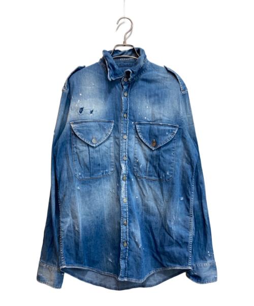DSQUARED2（ディースクエアード）DSQUARED2 (ディースクエアード) DENIM 6.5oz MILITALY SHIRT インディゴ サイズ:44の古着・服飾アイテム