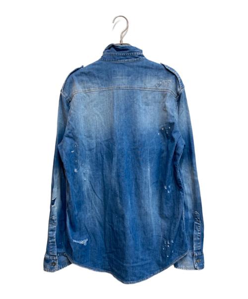 DSQUARED2（ディースクエアード）DSQUARED2 (ディースクエアード) DENIM 6.5oz MILITALY SHIRT インディゴ サイズ:44の古着・服飾アイテム