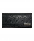GUCCIグッチ）の古着「GGシマ レザーロングウォレット」｜ブラック