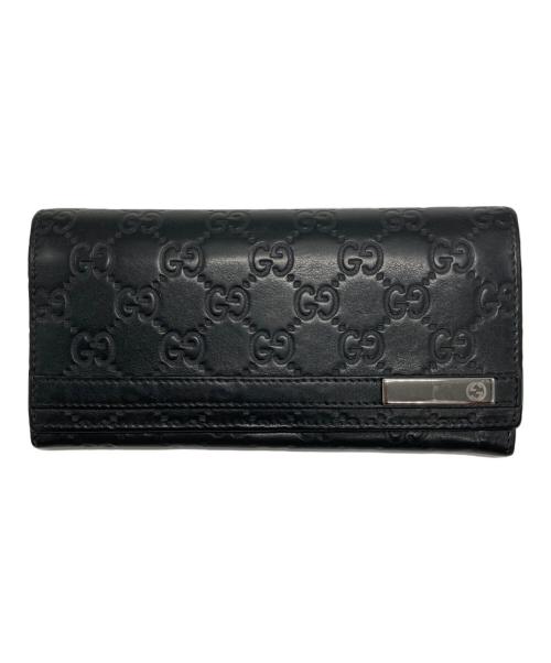 GUCCI（グッチ）GUCCI (グッチ) GGシマ レザーロングウォレット ブラック サイズ:-の古着・服飾アイテム