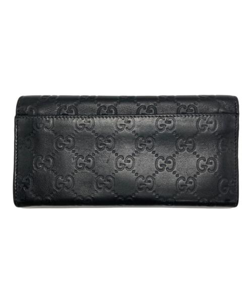 GUCCI（グッチ）GUCCI (グッチ) GGシマ レザーロングウォレット ブラック サイズ:-の古着・服飾アイテム
