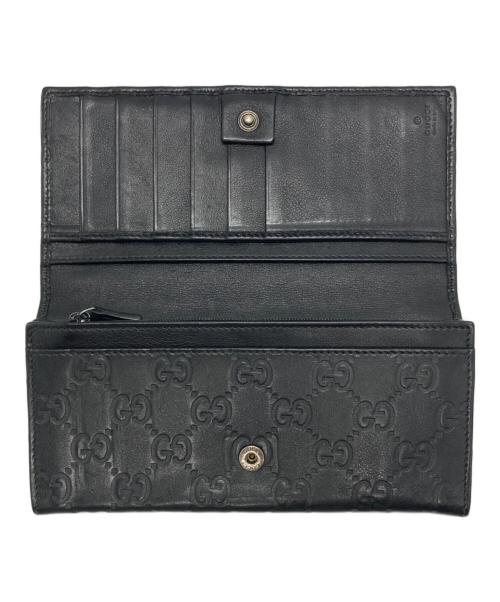 GUCCI（グッチ）GUCCI (グッチ) GGシマ レザーロングウォレット ブラック サイズ:-の古着・服飾アイテム