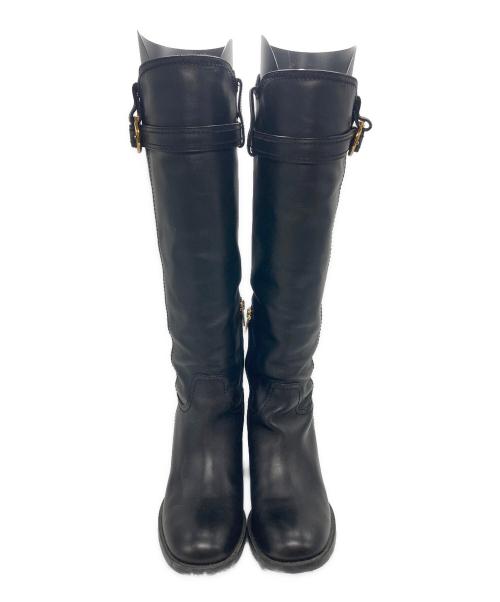 Salvatore Ferragamo（サルヴァトーレ フェラガモ）Salvatore Ferragamo (サルヴァトーレ フェラガモ) レザーロングブーツ ブラック サイズ:SIZE 6 1/2の古着・服飾アイテム