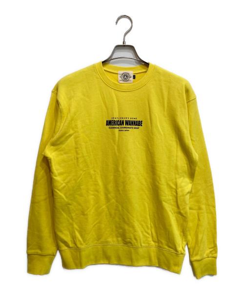AMERICAN WANNABE（アメリカンワナビー）AMERICAN WANNABE (アメリカンワナビー) SHOP LOGO CREW SWEAT イエロー サイズ:SIZE Lの古着・服飾アイテム