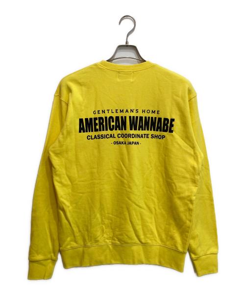 AMERICAN WANNABE（アメリカンワナビー）AMERICAN WANNABE (アメリカンワナビー) SHOP LOGO CREW SWEAT イエロー サイズ:SIZE Lの古着・服飾アイテム
