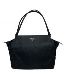 PRADA（プラダ）の古着「トライアングルロゴナイロンハンドバッグ」｜ブラック