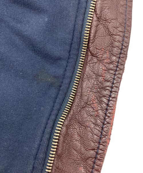 DOLCE & GABBANA（ドルチェ＆ガッバーナ）DOLCE & GABBANA (ドルチェ＆ガッバーナ) 切替レザージャケット ブラウン×ネイビー サイズ:48の古着・服飾アイテム