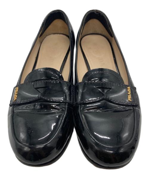 PRADA（プラダ）PRADA (プラダ) ロゴエナメルローファー ブラック サイズ:36の古着・服飾アイテム