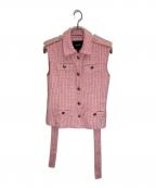 majeマージュ）の古着「Sleeveless tweed jacket」｜ピンク